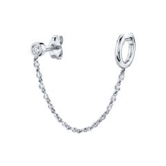925 needle 1pcs cubic zircon chain cartilage earrings