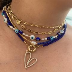 INS trend blue eye evil eye bead necklace set