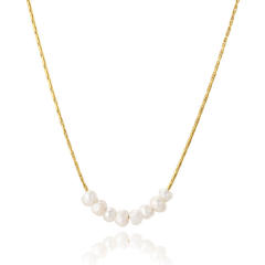 INS dainty water pearl stainless steel necklace