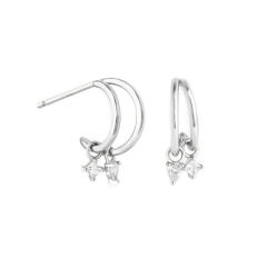 925 needle cubic zircon star two line open hoop earrings