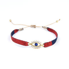 18K real gold plated copper evil eye thread bracelet