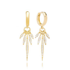 925 needle luxury pave setting cubic zircon copper huggie earrings