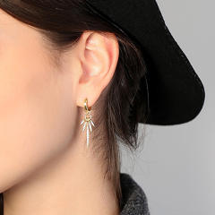 925 needle luxury pave setting cubic zircon copper huggie earrings