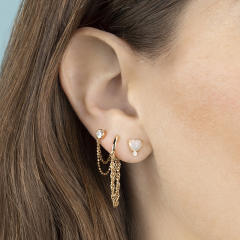 925 needle elegant cubic zircon chain copper studs earrings
