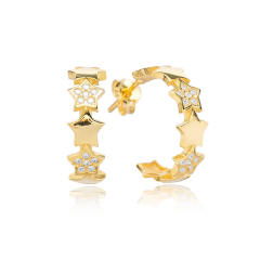 925 needle cubic zircon star copper open hoop earrings
