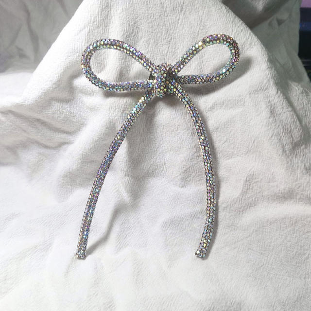 Elegant rhinestone bow hair clips