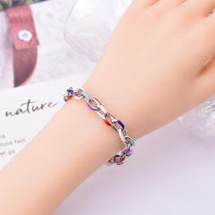 Hiphop colorful enamel stainless steel chain bracelet