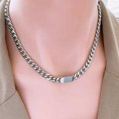 Classic stainless steel cuban chain bracelet necklace set