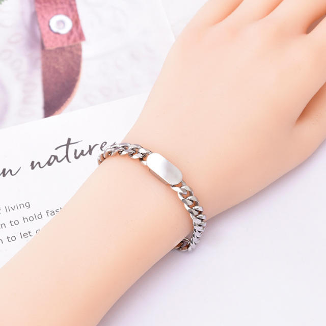Classic stainless steel cuban chain bracelet necklace set