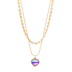 18K cubic zircon charm stainless steel necklace set