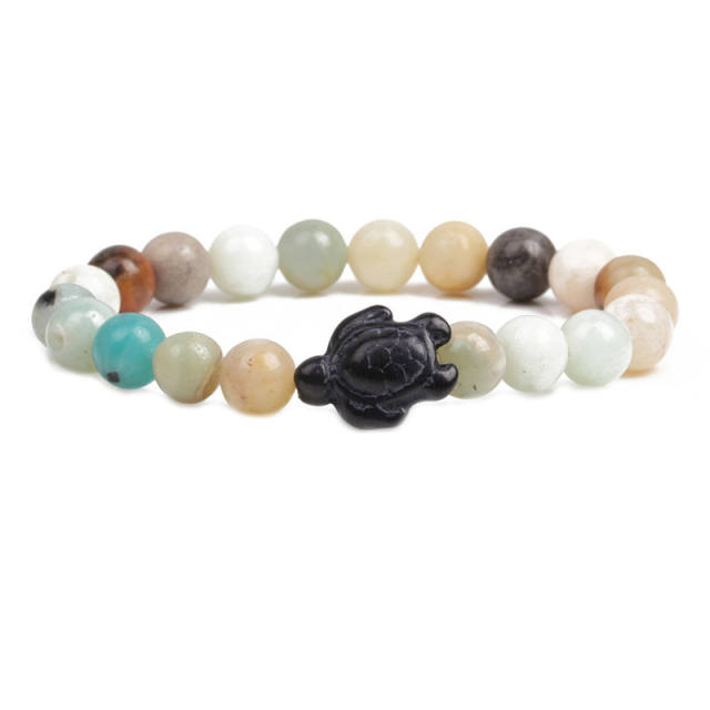 Boho turtle design natural stone bead bracelet