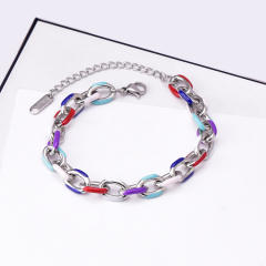 Hiphop colorful enamel stainless steel chain bracelet