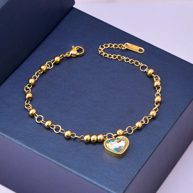18K cubic zircon charm stainless steel necklace set