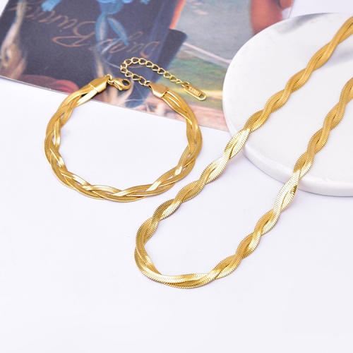 Classic snake chain stainless steel necklace set