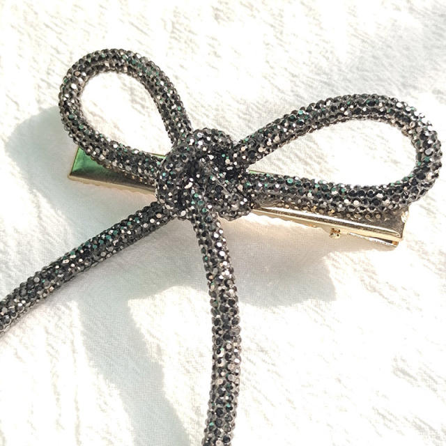 Elegant rhinestone bow hair clips