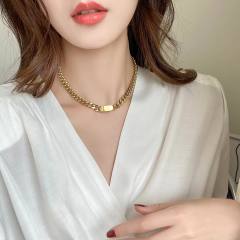 Classic stainless steel cuban chain bracelet necklace set