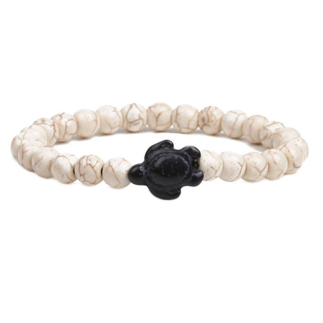 Boho turtle design natural stone bead bracelet