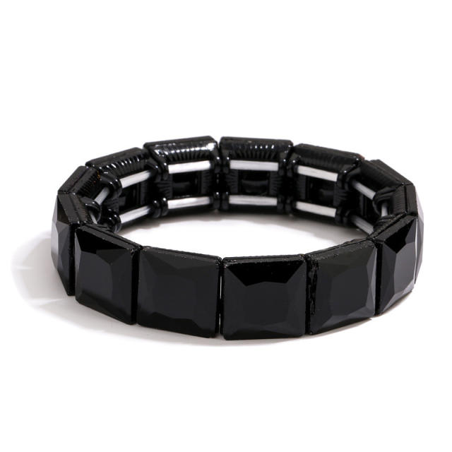 Creative glass crystal statement elastic bangle