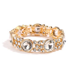 Color glass crystal statement elastic bangle