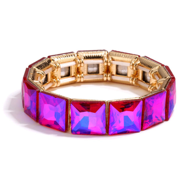 Creative glass crystal statement elastic bangle