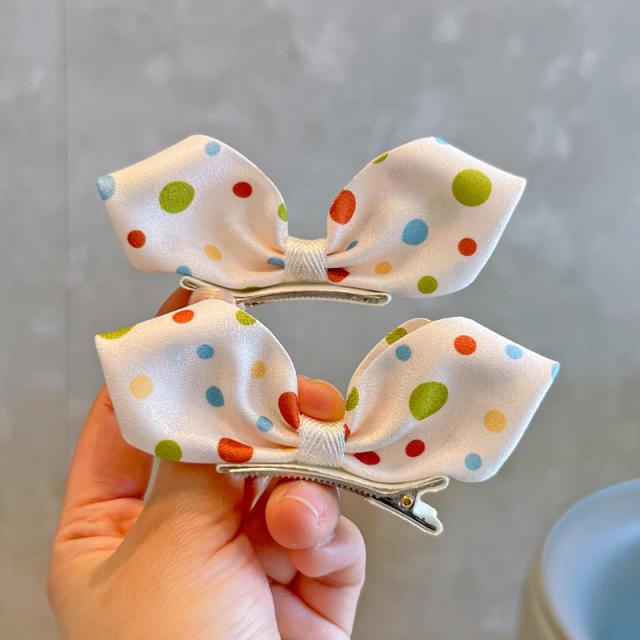 Sweet polka dots bunny ear hair clips set for kids