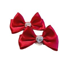 Korean fashion elegant satin bow hair clips set for kids