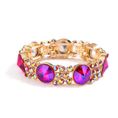Geometric glass crystal statement elastic bangle