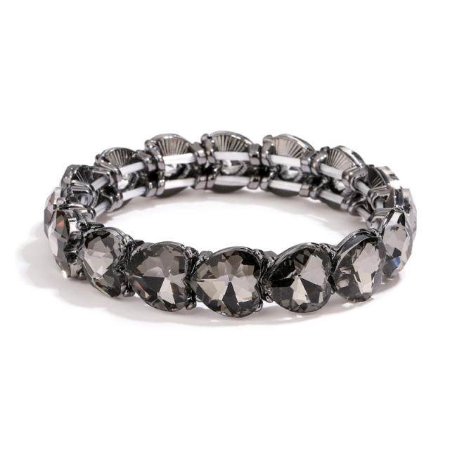 Amazon hot sale color glass crystal statement elastic bangle