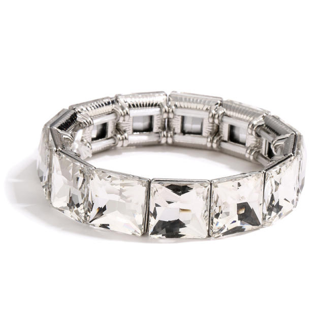Creative glass crystal statement elastic bangle