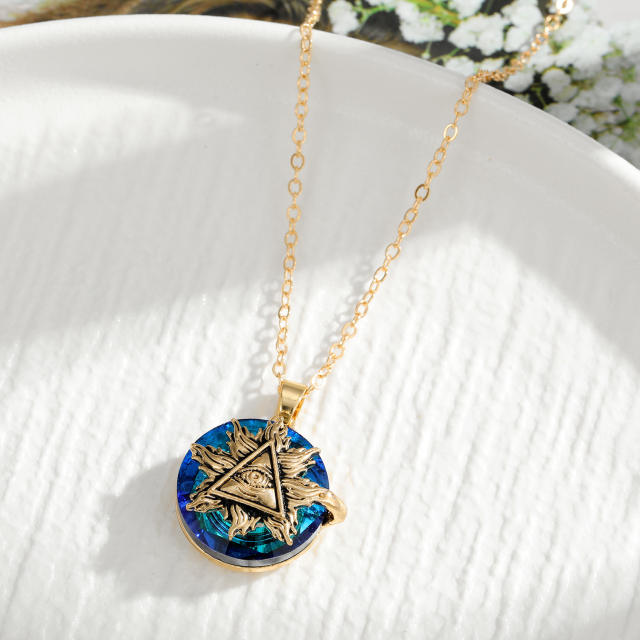 Amazon hot sale evil eye glass crystal pendant necklace