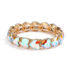 Amazon hot sale color glass crystal statement elastic bangle