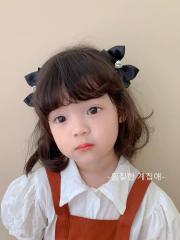 Korean fashion elegant satin bow hair clips set for kids