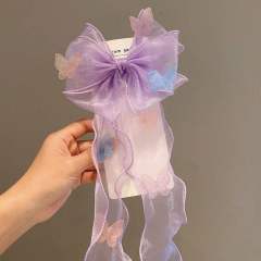 Rhinestone bow organza bow kids hair clips