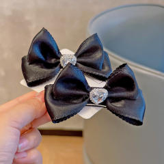 Korean fashion elegant satin bow hair clips set for kids