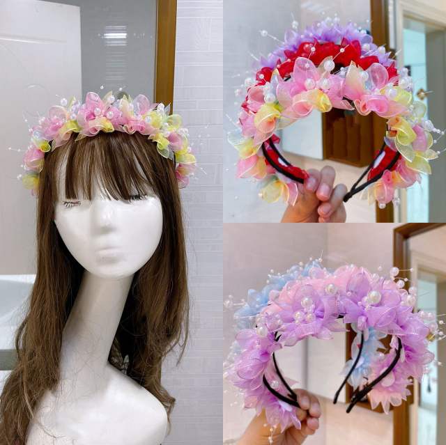Occident fashion fabric flower crown headband for kids