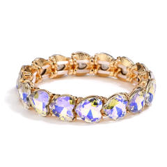Amazon hot sale color glass crystal statement elastic bangle
