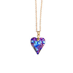 Hot sale glass crystal heart pendant evil eye necklace