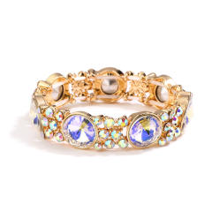 Geometric glass crystal statement elastic bangle