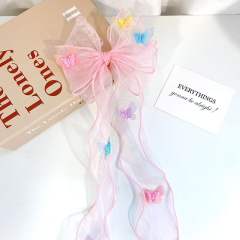 Rhinestone bow organza bow kids hair clips