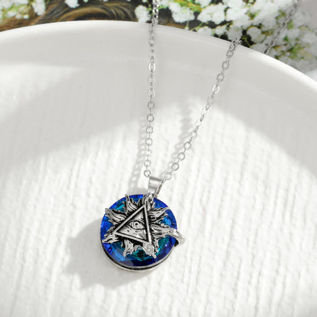 Amazon hot sale evil eye glass crystal pendant necklace