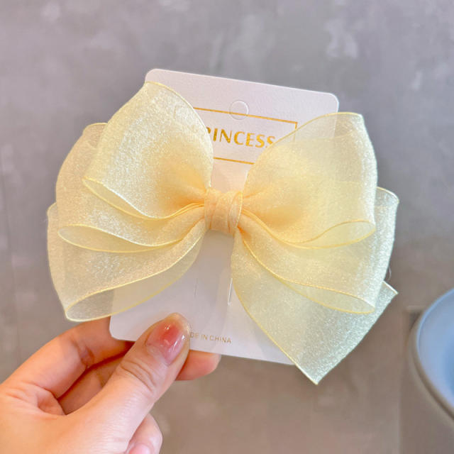 Korean fashion three layer bow hair clips for kids