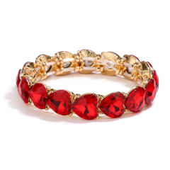Amazon hot sale color glass crystal statement elastic bangle