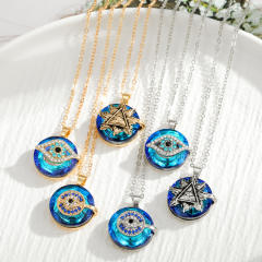 Amazon hot sale evil eye glass crystal pendant necklace