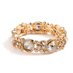 Geometric glass crystal statement elastic bangle