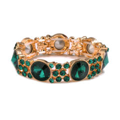Geometric glass crystal statement elastic bangle