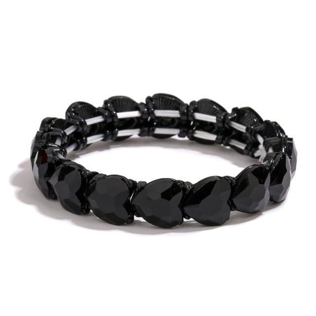 Amazon hot sale color glass crystal statement elastic bangle