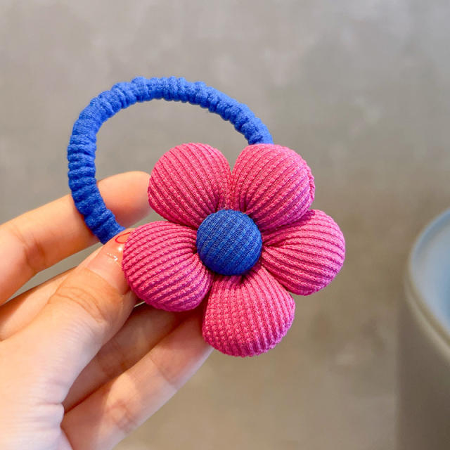 Spring design plain color flower hair ties for kids