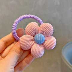 Spring design plain color flower hair ties for kids
