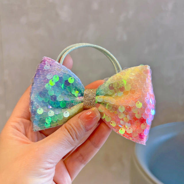 Cute sequins bow hair ties for kids