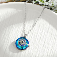 Amazon hot sale evil eye glass crystal pendant necklace